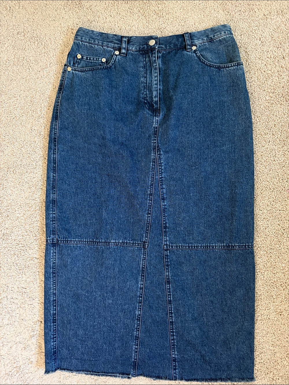 Lauren Jeans Company Ralph Lauren Vintage Denim Midi Long Skirt Sz 12 Back Slit